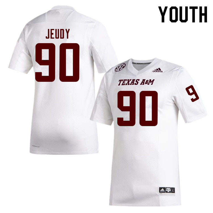 Youth #90 Elijah Jeudy Texas A&M Aggies College Football Jerseys Sale-White